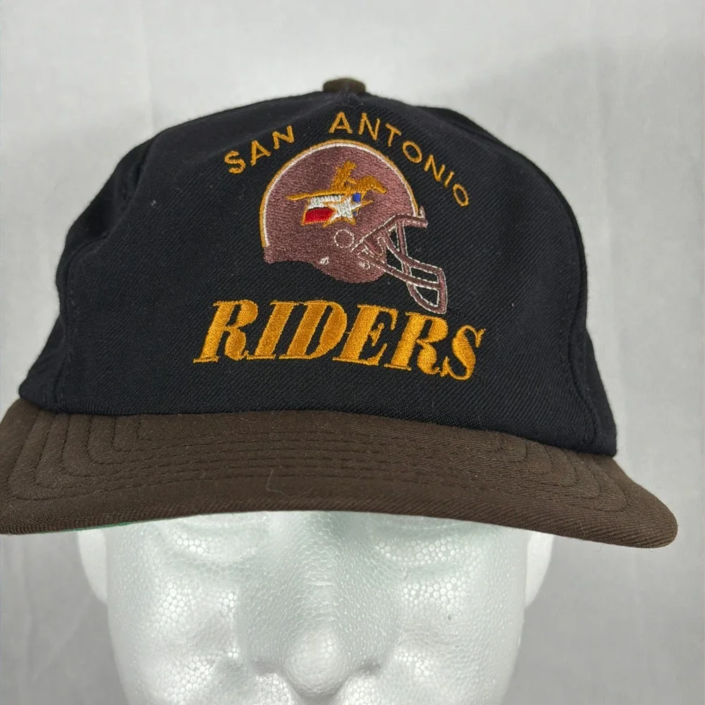 American Needle San Antonio Riders WLAF Vintage Snapback Hat‎ OSFA Black Brown